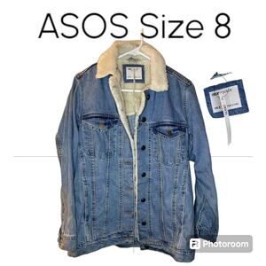 ASOS Jean Jacket with Sherpa lining Womens NWT Size 4 US (UK Size 8)